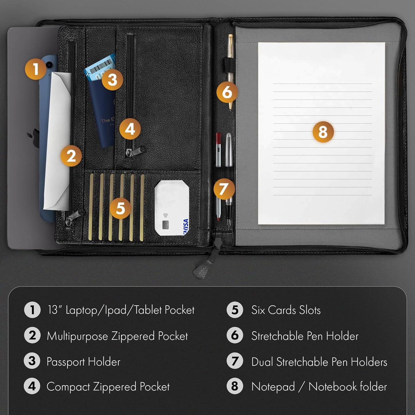 Professional Portfolio Zippered